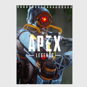 Скетчбук с принтом APEX Legends в Новосибирске, 100% бумага
 | 48 листов, плотность листов — 100 г/м2, плотность картонной обложки — 250 г/м2. Листы скреплены сверху удобной пружинной спиралью | 2 | 2019 | 3 | apex | game | legends | titanfall | игра | титанфолл