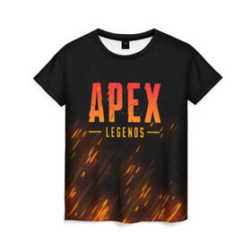 Женская футболка 3D с принтом APEX LEGENDS BATTLE ROYAL в Новосибирске, 100% полиэфир ( синтетическое хлопкоподобное полотно) | прямой крой, круглый вырез горловины, длина до линии бедер | apex | apex legends | battle | battle royal | fire | titanfall | апекс | апекс легендс | батл рояль | битва | война | королевская битва | огонь