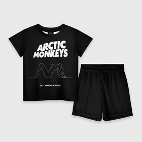 Детский костюм с шортами 3D с принтом Arctic Monkeys в Новосибирске,  |  | arctic monkeys | алекс тёрнер | арктик манкиз | группы | джейми кук | инди | музыка | мэтт хелдерс | ник омэлли | постпанк | рок