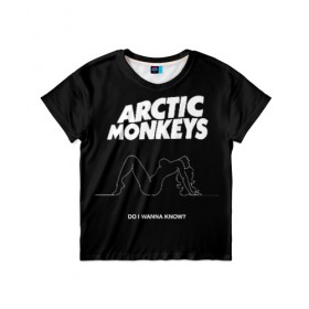 Детская футболка 3D с принтом Arctic Monkeys в Новосибирске, 100% гипоаллергенный полиэфир | прямой крой, круглый вырез горловины, длина до линии бедер, чуть спущенное плечо, ткань немного тянется | Тематика изображения на принте: arctic monkeys | алекс тёрнер | арктик манкиз | группы | джейми кук | инди | музыка | мэтт хелдерс | ник омэлли | постпанк | рок