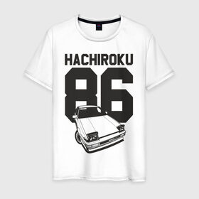 Мужская футболка хлопок с принтом Toyota AE86 Hachiroku в Новосибирске, 100% хлопок | прямой крой, круглый вырез горловины, длина до линии бедер, слегка спущенное плечо. | ae86 hachiroku | hachiroku | toyota | toyota ae86 | toyota ae86 hachiroku | хачироку