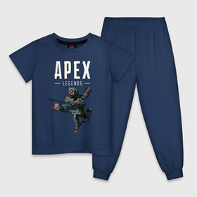 Детская пижама хлопок с принтом APEX - Pathfinder в Новосибирске, 100% хлопок |  брюки и футболка прямого кроя, без карманов, на брюках мягкая резинка на поясе и по низу штанин
 | apex | apex legends | battle royale | br | games | new | titanfall | ttf | апекс | апех | бангалор | батл рояль | бладхаунд | игры | каустик | лайфлайн | мираж | рэйф | тайтанфол | титанфол