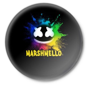 Значок с принтом Marshmello в Новосибирске,  металл | круглая форма, металлическая застежка в виде булавки | Тематика изображения на принте: alone | beautiful now | disc | dj | jockey | marshmallow | американский | диджей | дискотека | маршмэллоу | продюсер