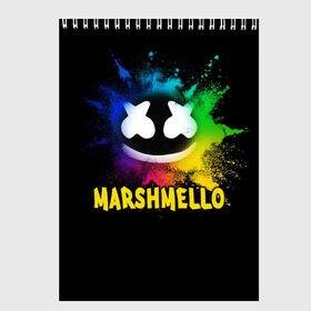 Скетчбук с принтом Marshmello в Новосибирске, 100% бумага
 | 48 листов, плотность листов — 100 г/м2, плотность картонной обложки — 250 г/м2. Листы скреплены сверху удобной пружинной спиралью | alone | beautiful now | disc | dj | jockey | marshmallow | американский | диджей | дискотека | маршмэллоу | продюсер