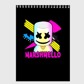 Скетчбук с принтом Marshmello в Новосибирске, 100% бумага
 | 48 листов, плотность листов — 100 г/м2, плотность картонной обложки — 250 г/м2. Листы скреплены сверху удобной пружинной спиралью | alone | beautiful now | disc | dj | jockey | marshmallow | американский | диджей | дискотека | маршмэллоу | продюсер