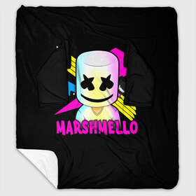 Плед с рукавами с принтом Marshmello в Новосибирске, 100% полиэстер | Закругленные углы, все края обработаны. Ткань не мнется и не растягивается. Размер 170*145 | alone | beautiful now | disc | dj | jockey | marshmallow | американский | диджей | дискотека | маршмэллоу | продюсер