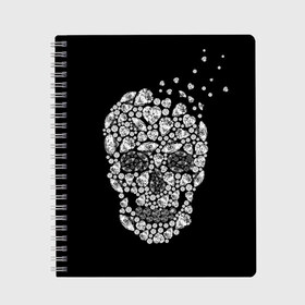 Тетрадь с принтом Diamond skull в Новосибирске, 100% бумага | 48 листов, плотность листов — 60 г/м2, плотность картонной обложки — 250 г/м2. Листы скреплены сбоку удобной пружинной спиралью. Уголки страниц и обложки скругленные. Цвет линий — светло-серый
 | background | black | death | diamond skull | drawing | graphics | hal | hearts | precious stones | symbol | wealth | богатство | бриллиантовый | графика | день мертвых | драгоценные | камни | мексика | праздник | рисунок | сердца | символ | фон |