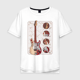Мужская футболка хлопок Oversize с принтом Гитара в Новосибирске, 100% хлопок | свободный крой, круглый ворот, “спинка” длиннее передней части | guitar | гитара | гитары | с гитарой