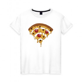 Женская футболка хлопок с принтом Пицца Wi-Fi в Новосибирске, 100% хлопок | прямой крой, круглый вырез горловины, длина до линии бедер, слегка спущенное плечо | pizza | wi fi | wifi | абстракция | вай фай | интернет | пицца