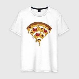 Мужская футболка хлопок с принтом Пицца Wi-Fi в Новосибирске, 100% хлопок | прямой крой, круглый вырез горловины, длина до линии бедер, слегка спущенное плечо. | pizza | wi fi | wifi | абстракция | вай фай | интернет | пицца