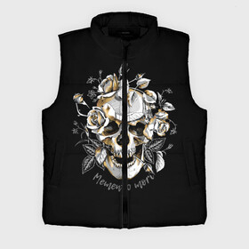 Мужской жилет утепленный 3D с принтом Memento mori в Новосибирске,  |  | blac | death | drawing | flowers | graphics | head | ornament | patterns | remember | roses | skeleton | skull | symbol | голова | графика | надпись | орнамент | помни | рисунок | розы | символ | скелет | текст | узоры | фон | цветы | череп | чер