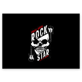 Поздравительная открытка с принтом Free soul rock star. life is s в Новосибирске, 100% бумага | плотность бумаги 280 г/м2, матовая, на обратной стороне линовка и место для марки
 | Тематика изображения на принте: free soul | hard | heavy | life | mus | music | rock | rock star | short | skull | гитары | графика | душа | жесткий | жизнь | инструменты | коротка | музыка | музыкальные | надпись | рисунок | рок | рок звезда | свободная | символ