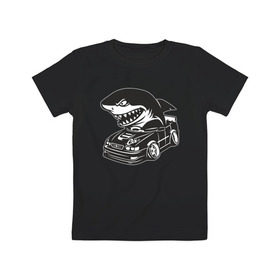 Детская футболка хлопок с принтом Акула в чайзере, toyota chaser в Новосибирске, 100% хлопок | круглый вырез горловины, полуприлегающий силуэт, длина до линии бедер | chaser | toyota | toyota chaser | чайзер