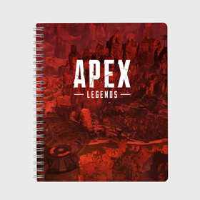 Тетрадь с принтом APEX LEGENDS в Новосибирске, 100% бумага | 48 листов, плотность листов — 60 г/м2, плотность картонной обложки — 250 г/м2. Листы скреплены сбоку удобной пружинной спиралью. Уголки страниц и обложки скругленные. Цвет линий — светло-серый
 | apex | apexlegends | battle | fall | legends | online | robot | royale | titan | titanfall | апекс | битва | игра | игры | королевская | легенд | легендс | легенды | лого | меха | мехи | онлайн | роботы | символ | титанфол | шутер