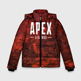 Зимняя куртка для мальчиков 3D с принтом APEX LEGENDS в Новосибирске, ткань верха — 100% полиэстер; подклад — 100% полиэстер, утеплитель — 100% полиэстер | длина ниже бедра, удлиненная спинка, воротник стойка и отстегивающийся капюшон. Есть боковые карманы с листочкой на кнопках, утяжки по низу изделия и внутренний карман на молнии. 

Предусмотрены светоотражающий принт на спинке, радужный светоотражающий элемент на пуллере молнии и на резинке для утяжки | apex | apexlegends | battle | fall | legends | online | robot | royale | titan | titanfall | апекс | битва | игра | игры | королевская | легенд | легендс | легенды | лого | меха | мехи | онлайн | роботы | символ | титанфол | шутер