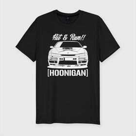Мужская футболка хлопок Slim с принтом Nissan Silvia S14 Hoonigan в Новосибирске, 92% хлопок, 8% лайкра | приталенный силуэт, круглый вырез ворота, длина до линии бедра, короткий рукав | hoonigan | nissan | nissan silvia s14 | silvia s14