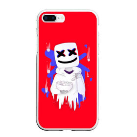 Чехол для iPhone 7Plus/8 Plus матовый с принтом Marshmello в Новосибирске, Силикон | Область печати: задняя сторона чехла, без боковых панелей | christopher comstock | dj | glitch | marshmello | music | глитч | диджей | крис комсток | маршмэллоу | музыка