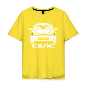 Мужская футболка хлопок Oversize с принтом Honda Civic EK 6 поколение в Новосибирске, 100% хлопок | свободный крой, круглый ворот, “спинка” длиннее передней части | civic ek | ek 6 поколение | honda | honda civic | honda civic ek 6 поколение