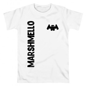 Мужская футболка хлопок с принтом Marshmello в Новосибирске, 100% хлопок | прямой крой, круглый вырез горловины, длина до линии бедер, слегка спущенное плечо. | christopher comstock | dj | marshmello | music | диджей | клубная музыка | клубняк | крис комсток | логотип | маршмэллоу | музыка