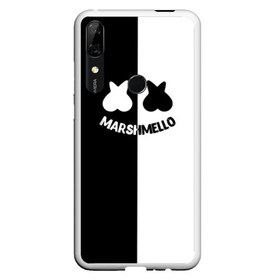 Чехол для Honor P Smart Z с принтом Marshmello в Новосибирске, Силикон | Область печати: задняя сторона чехла, без боковых панелей | black and white | christopher comstock | dj | marshmello | music | диджей | клубная музыка | клубняк | крис комсток | логотип | маршмэллоу | музыка | черно белый