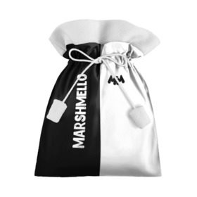 Подарочный 3D мешок с принтом Marshmello в Новосибирске, 100% полиэстер | Размер: 29*39 см | black and white | christopher comstock | dj | marshmello | music | диджей | клубная музыка | клубняк | крис комсток | логотип | маршмэллоу | музыка | черно белый