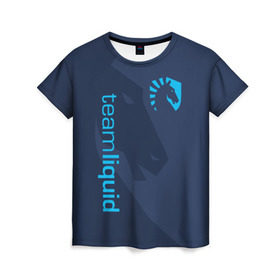 Женская футболка 3D с принтом TEAM LIQUID в Новосибирске, 100% полиэфир ( синтетическое хлопкоподобное полотно) | прямой крой, круглый вырез горловины, длина до линии бедер | 2019 | blue | cybersport | esport | liquid | logo | pro league | team | team liquid | киберспорт | логотип | тим ликвид | фирменные цвета