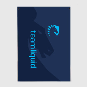 Постер с принтом TEAM LIQUID в Новосибирске, 100% бумага
 | бумага, плотность 150 мг. Матовая, но за счет высокого коэффициента гладкости имеет небольшой блеск и дает на свету блики, но в отличии от глянцевой бумаги не покрыта лаком | Тематика изображения на принте: 2019 | blue | cybersport | esport | liquid | logo | pro league | team | team liquid | киберспорт | логотип | тим ликвид | фирменные цвета