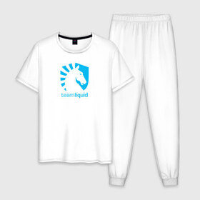 Мужская пижама хлопок с принтом TEAM LIQUID в Новосибирске, 100% хлопок | брюки и футболка прямого кроя, без карманов, на брюках мягкая резинка на поясе и по низу штанин
 | 2019 | blue | cybersport | esport | liquid | logo | pro league | team | team liquid | киберспорт | логотип | тим ликвид | фирменные цвета