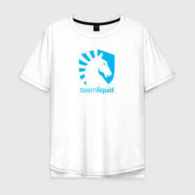 Мужская футболка хлопок Oversize с принтом TEAM LIQUID в Новосибирске, 100% хлопок | свободный крой, круглый ворот, “спинка” длиннее передней части | Тематика изображения на принте: 2019 | blue | cybersport | esport | liquid | logo | pro league | team | team liquid | киберспорт | логотип | тим ликвид | фирменные цвета