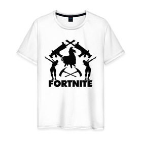Мужская футболка хлопок с принтом Fortnite в Новосибирске, 100% хлопок | прямой крой, круглый вырез горловины, длина до линии бедер, слегка спущенное плечо. | floss | fortnite | game | gamer | llama | logo | игры | лама | логотип | флосс | фортнайт