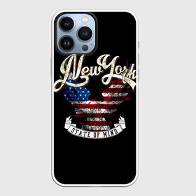 Чехол для iPhone 13 Pro Max с принтом New York, state of mind в Новосибирске,  |  | Тематика изображения на принте: background | best | black | cool | drawing | eagle | flag | graphics | inscription | new york | ribbon | state of mind | text | usa | wings | графика | крутой | крылья | лента | лучший | надпись | нью йорк | орел | рисунок | состояние души | сша | текст |