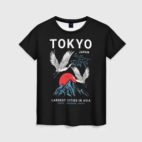 Женская футболка 3D с принтом Tokyo в Новосибирске, 100% полиэфир ( синтетическое хлопкоподобное полотно) | прямой крой, круглый вырез горловины, длина до линии бедер | Тематика изображения на принте: cities | country | japan | large | most | mountains | nagasaki | tokyo | travel | большие | восход | города | горы | графика | журавли | закат | летят | нагасаки | надпись | полет | птицы | путешествия | рисунок | самые | солнце | страна