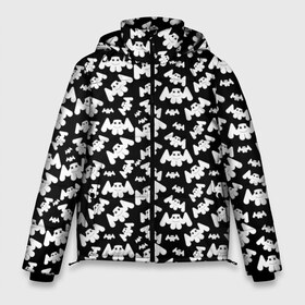 Мужская зимняя куртка 3D с принтом MARSHMELLO в Новосибирске, верх — 100% полиэстер; подкладка — 100% полиэстер; утеплитель — 100% полиэстер | длина ниже бедра, свободный силуэт Оверсайз. Есть воротник-стойка, отстегивающийся капюшон и ветрозащитная планка. 

Боковые карманы с листочкой на кнопках и внутренний карман на молнии. | black and white | christopher comstock | dj | marshmello | music | диджей | клубная музыка | клубняк | крис комсток | логотип | маршмэллоу | музыка | черно белый
