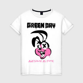 Женская футболка хлопок с принтом Green Day в Новосибирске, 100% хлопок | прямой крой, круглый вырез горловины, длина до линии бедер, слегка спущенное плечо | Тематика изображения на принте: green day | greenday | punk | rock | грин дэй | группы | музыка | панк | рок