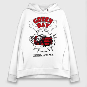 Женское худи Oversize хлопок с принтом Green Day в Новосибирске, френч-терри — 70% хлопок, 30% полиэстер. Мягкий теплый начес внутри —100% хлопок | боковые карманы, эластичные манжеты и нижняя кромка, капюшон на магнитной кнопке | Тематика изображения на принте: green day | greenday | punk | rock | грин дэй | группы | музыка | панк | рок