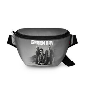 Поясная сумка 3D с принтом Green Day в Новосибирске, 100% полиэстер | плотная ткань, ремень с регулируемой длиной, внутри несколько карманов для мелочей, основное отделение и карман с обратной стороны сумки застегиваются на молнию | Тематика изображения на принте: green day | greenday | punk | rock | грин дэй | группы | музыка | панк | рок