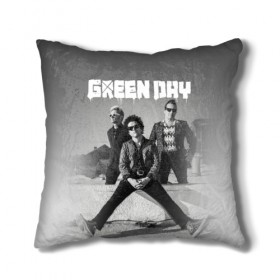 Подушка 3D с принтом Green Day в Новосибирске, наволочка – 100% полиэстер, наполнитель – холлофайбер (легкий наполнитель, не вызывает аллергию). | состоит из подушки и наволочки. Наволочка на молнии, легко снимается для стирки | Тематика изображения на принте: green day | greenday | punk | rock | грин дэй | группы | музыка | панк | рок