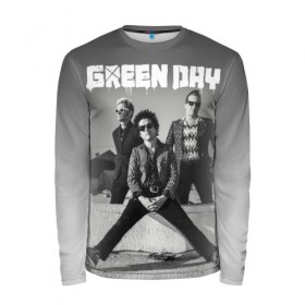 Мужской лонгслив 3D с принтом Green Day в Новосибирске, 100% полиэстер | длинные рукава, круглый вырез горловины, полуприлегающий силуэт | Тематика изображения на принте: green day | greenday | punk | rock | грин дэй | группы | музыка | панк | рок