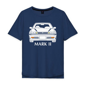 Мужская футболка хлопок Oversize с принтом Toyota Mark2 80 в Новосибирске, 100% хлопок | свободный крой, круглый ворот, “спинка” длиннее передней части | mark2 80 | toyota | toyota mark2 | toyota mark2 80