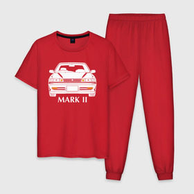 Мужская пижама хлопок с принтом Toyota Mark2 80 в Новосибирске, 100% хлопок | брюки и футболка прямого кроя, без карманов, на брюках мягкая резинка на поясе и по низу штанин
 | mark2 80 | toyota | toyota mark2 | toyota mark2 80