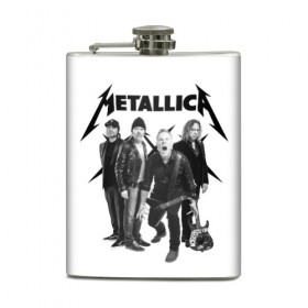 Фляга с принтом Metallica в Новосибирске, металлический корпус | емкость 0,22 л, размер 125 х 94 мм. Виниловая наклейка запечатывается полностью | heavy metal | metal | metallica | группы | метал | металлика | музыка | рок | трэш метал | хєви метал