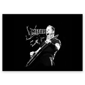 Поздравительная открытка с принтом Metallica в Новосибирске, 100% бумага | плотность бумаги 280 г/м2, матовая, на обратной стороне линовка и место для марки
 | heavy metal | metal | metallica | группы | метал | металлика | музыка | рок | трэш метал | хєви метал