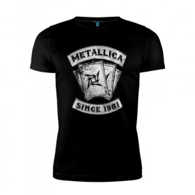 Мужская футболка премиум с принтом Metallica в Новосибирске, 92% хлопок, 8% лайкра | приталенный силуэт, круглый вырез ворота, длина до линии бедра, короткий рукав | heavy metal | metal | metallica | группы | метал | металлика | музыка | рок | трэш метал | хєви метал