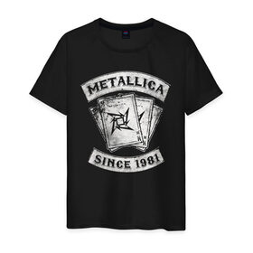 Мужская футболка хлопок с принтом Metallica в Новосибирске, 100% хлопок | прямой крой, круглый вырез горловины, длина до линии бедер, слегка спущенное плечо. | heavy metal | metal | metallica | группы | метал | металлика | музыка | рок | трэш метал | хєви метал