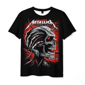 Мужская футболка 3D с принтом Metallica в Новосибирске, 100% полиэфир | прямой крой, круглый вырез горловины, длина до линии бедер | heavy metal | metal | metallica | группы | метал | металлика | музыка | рок | трэш метал | хєви метал