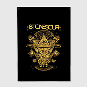 Постер с принтом Stone Sour в Новосибирске, 100% бумага
 | бумага, плотность 150 мг. Матовая, но за счет высокого коэффициента гладкости имеет небольшой блеск и дает на свету блики, но в отличии от глянцевой бумаги не покрыта лаком | metal | rock | slipknot | stone sour | альтернатива | группы | кори тейлор | метал | музыка | ню метал | рок