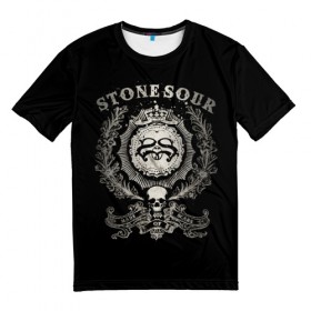 Мужская футболка 3D с принтом Stone Sour в Новосибирске, 100% полиэфир | прямой крой, круглый вырез горловины, длина до линии бедер | 