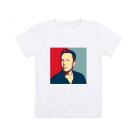 Детская футболка хлопок с принтом Elon Musk color в Новосибирске, 100% хлопок | круглый вырез горловины, полуприлегающий силуэт, длина до линии бедер | 