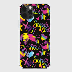 Чехол для iPhone 12 Pro Max с принтом Super Girl в Новосибирске, Силикон |  | girl | hearts | rainbow | raster | spectrum | splashes | spots | star | super | абстракция | брызги | графика | девушка | звезда | кислотный | любовь | мечта | надпись | праздник | пятна | радуга | растр | рисунок | сердца | спектр