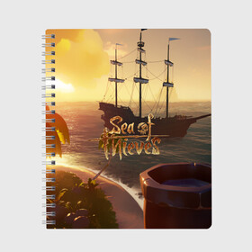 Тетрадь с принтом Sea of Thieves в Новосибирске, 100% бумага | 48 листов, плотность листов — 60 г/м2, плотность картонной обложки — 250 г/м2. Листы скреплены сбоку удобной пружинной спиралью. Уголки страниц и обложки скругленные. Цвет линий — светло-серый
 | Тематика изображения на принте: blade | captain | game | hat | ken | pirate | sea of thieves | snake | sword | tatoo | woman | игры | пираты